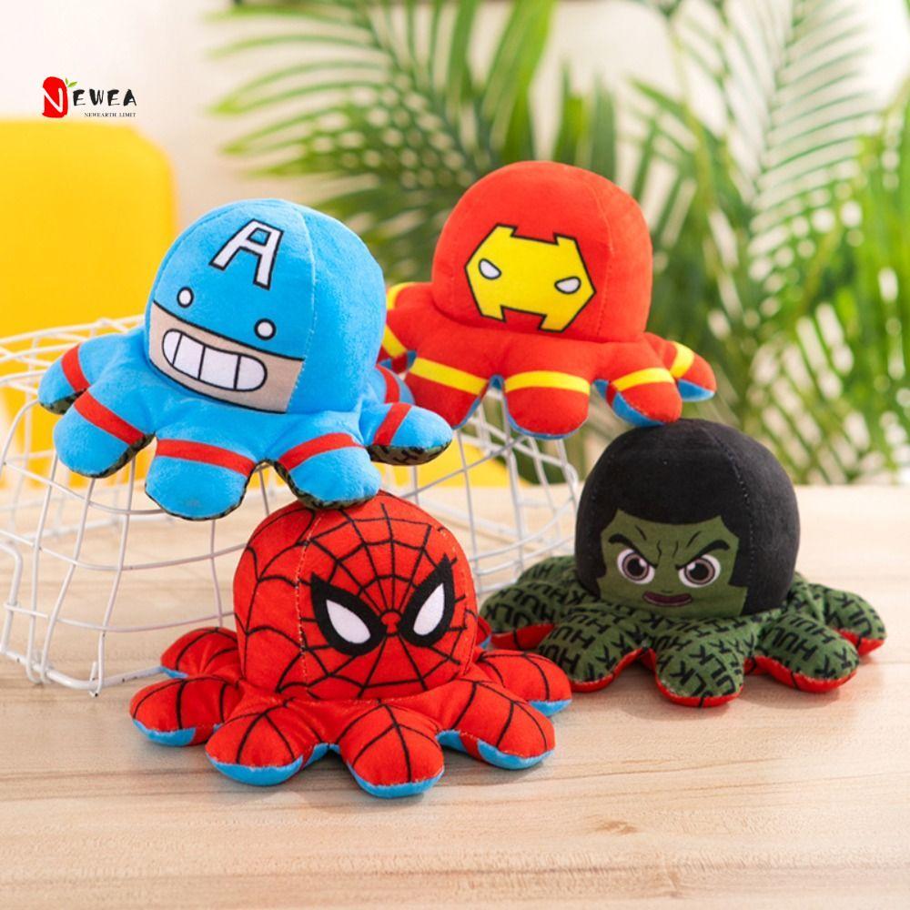 NEWEARTH LIMIT Flip Plush Toy, Iron Man Spider Man Flip Octopus Plush Toy, Phim hoạt hình trẻ em Nhâ