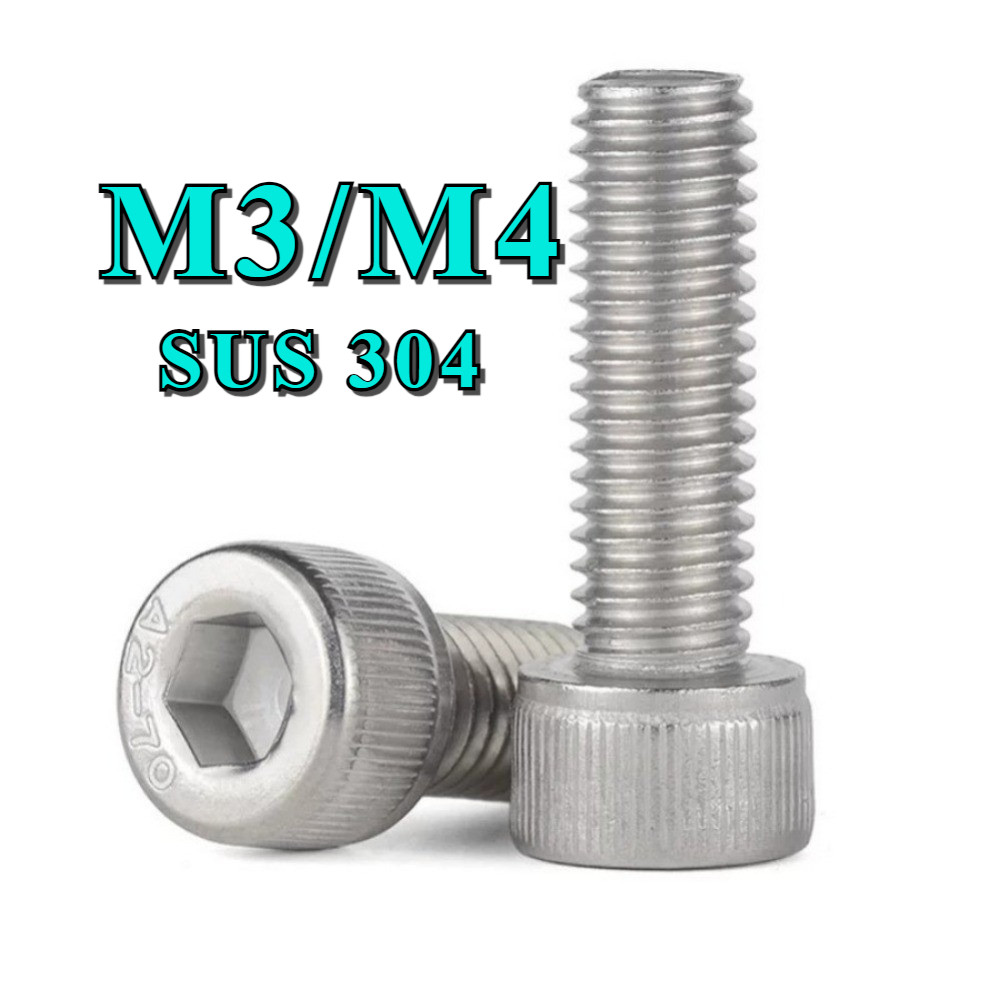 Bulong lục giác đầu trụ Inox 304 M3 M3 / M4, Ốc lục giác inox 304 đủ size loại tốt [DYY]