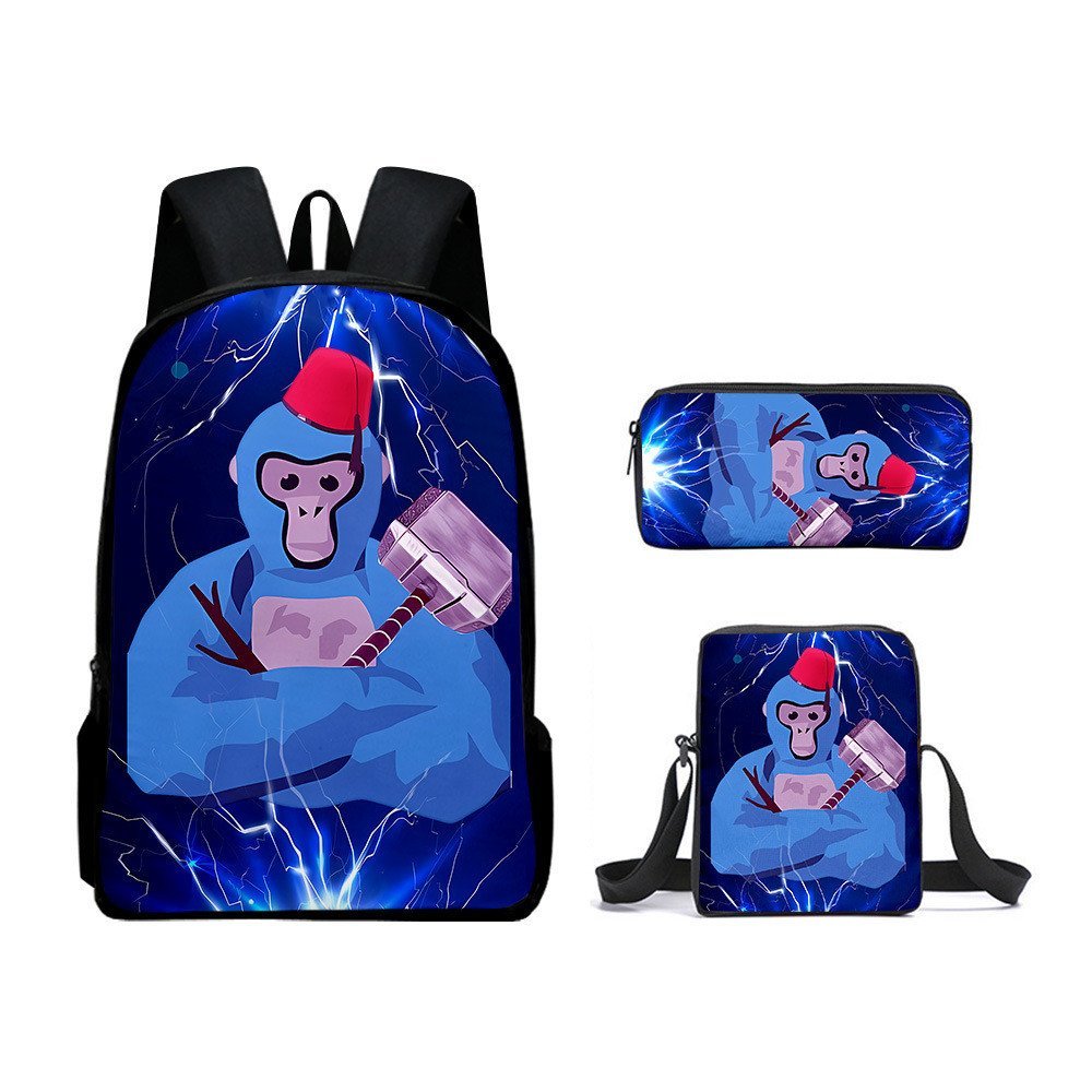 3in1 Gorilla Tag Game Ba lô học sinh ngoại vi Dung tích lớn Quà tặng sinh nhật thông thường