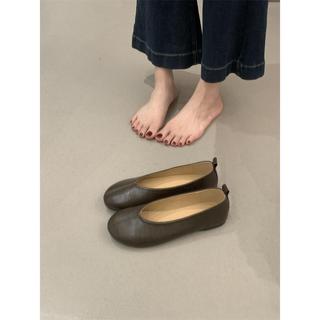 [Lamode] Giày Nữ Retro Thời Trang Xuân Hè 2026 Đế Bằng Miệng Nông Phong Cách Nhật Bản