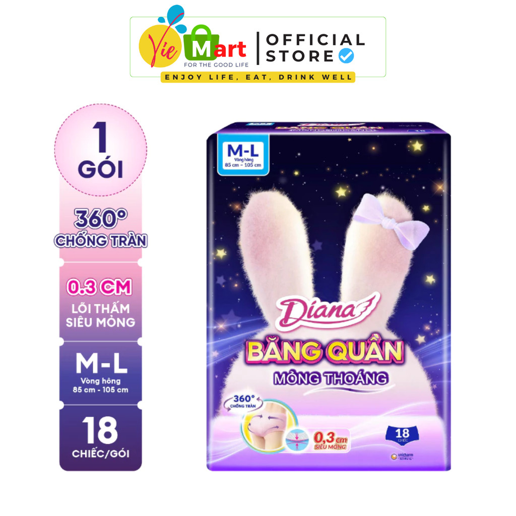 Băng Quần DIANA Ban Đêm -  Diana Băng Quần Comfy Night size M-L 18 chiếc/gói
