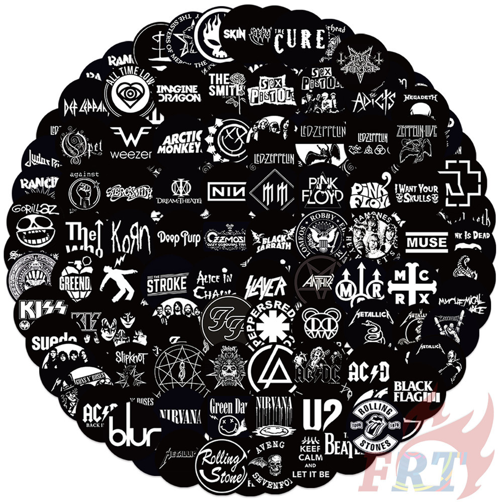 105 Cái / bộ ❉ Rock Band Logo Series 01 Nhãn dán PET đen trắng cổ điển ❉ Nhãn dán đề can Doodle chốn