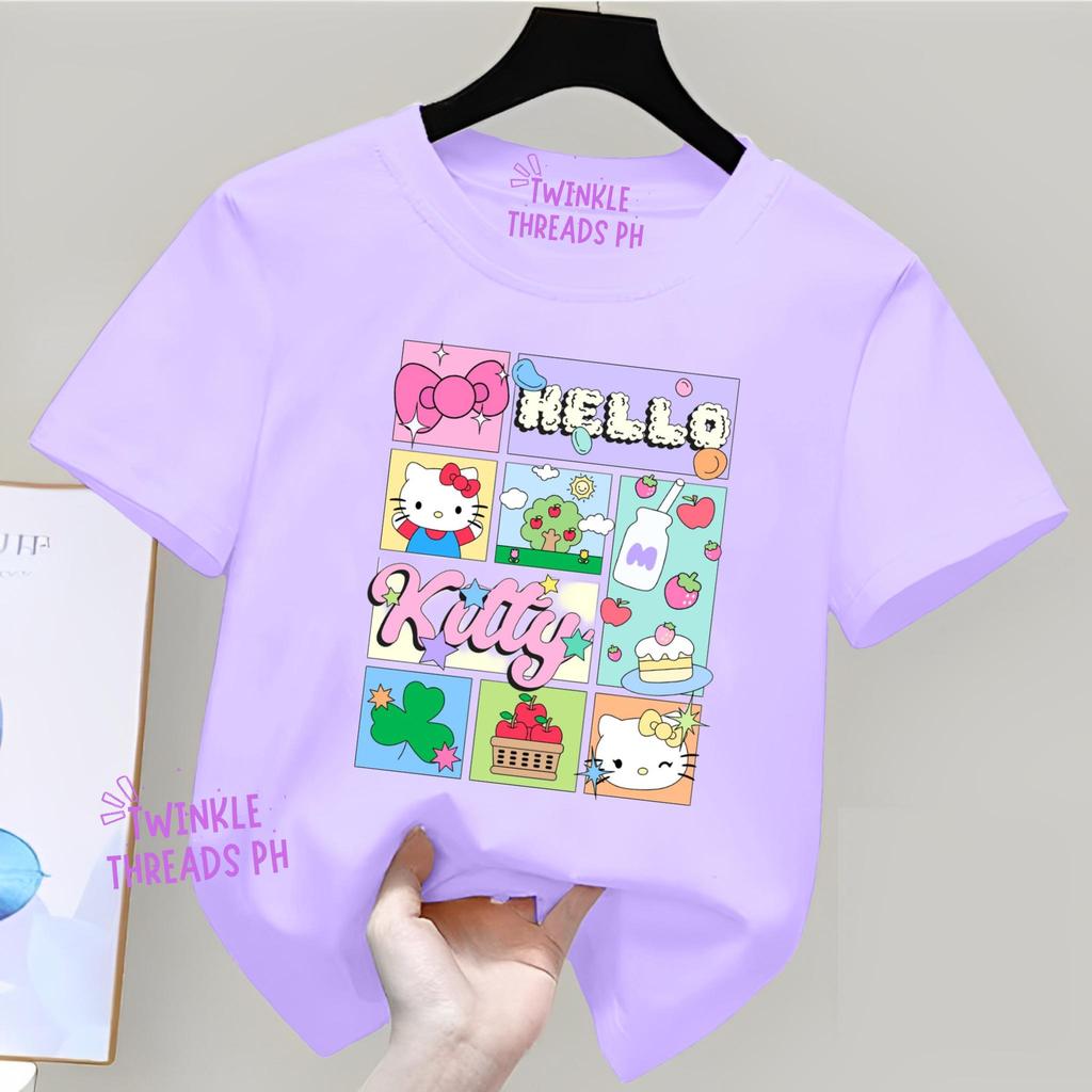 HELLO KITTY Áo Sơ Mi, Trẻ Em Kuromi In, DTF Cotton, HELLO KITTY