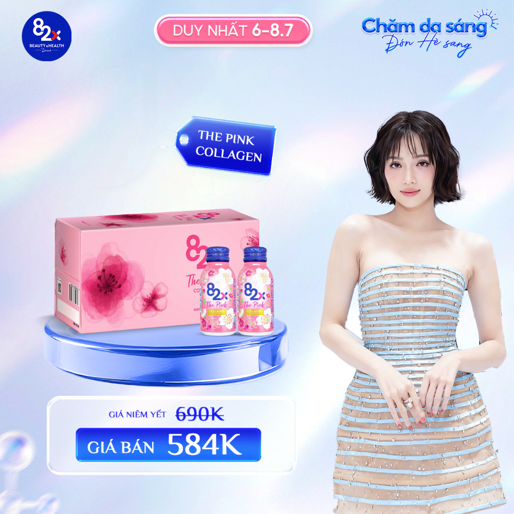 [Live x 82X] 1 Hộp Thực Phẩm Bảo Vệ Sức Khoẻ Collagen 82X The Pink 100mlx10 (10 Lon/Hộp)