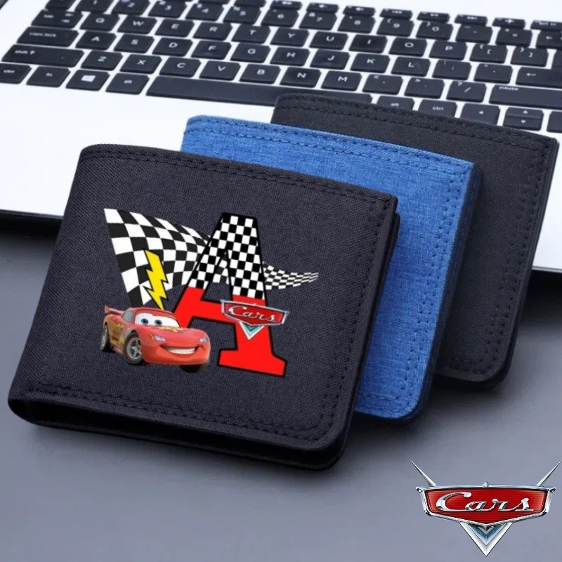 CARS Lightning McQueen Ví Gấp Ngắn Chữ Di Động A ~ Z Hoạt Hình Ví Canvas Trẻ Em Thay Đổi Thẻ Lưu Trữ