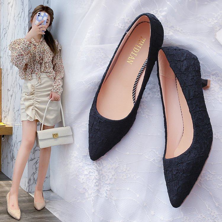 giày cao gót 7 phân cao gót 5 phân Giày cao gót da mềm mẫu mới mùa thu 2025 giày công sở gót cao vừa