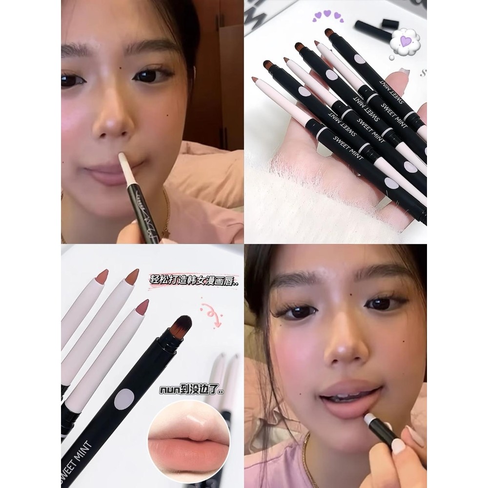 Jaden Jaden Cùng Phong Cách Hai Đầu Lip Liner Lip Brush Hai Trong Một Màu Quế Nằm Tơ Từ Cọ Môi