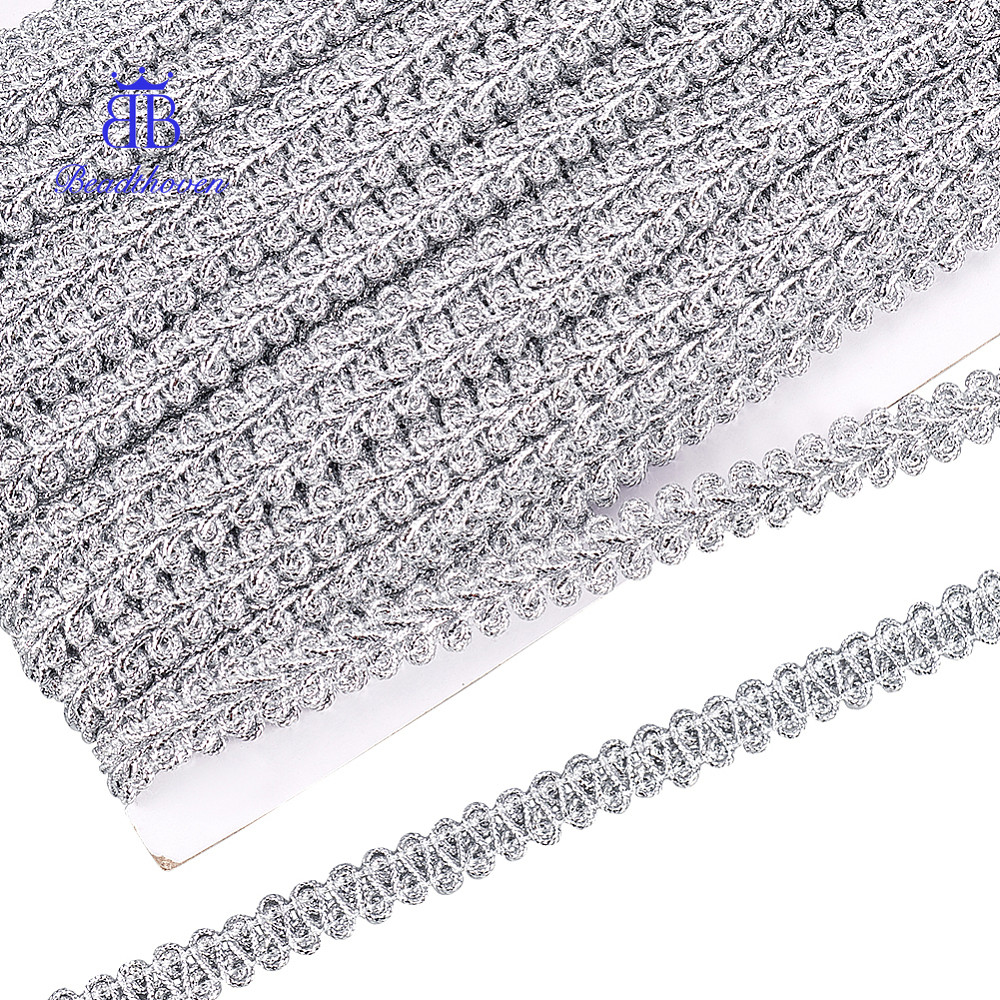 Thẻ lấp lánh kim loại polyester ren, viền may centipede ruy băng cho phụ kiện quần áo và rèm cửa - 3