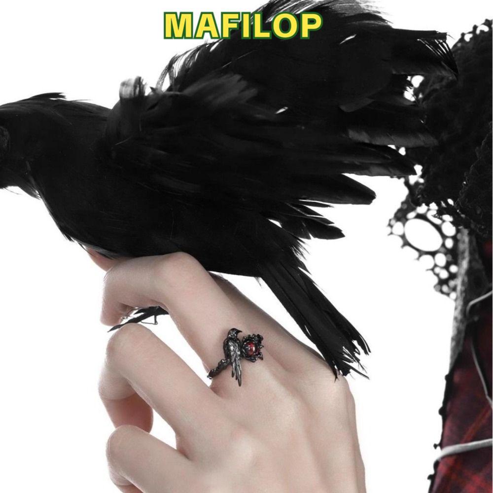 MafiaLop Nhẫn Black Raven dành cho cosplay, dễ điều chỉnh size, quà tặng độc đáo