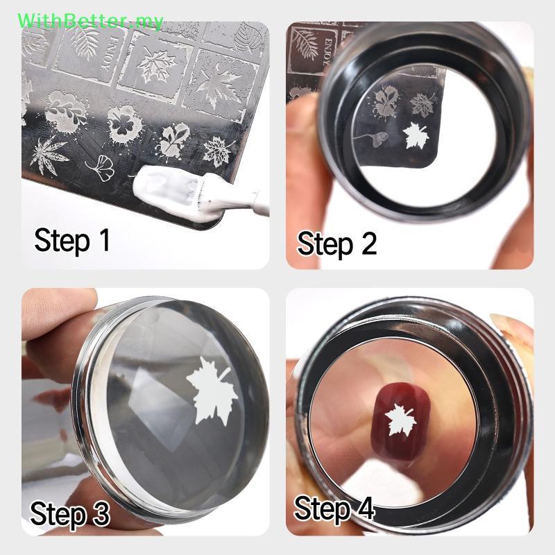 WithBetter Nail Art Stamper With A Nail Scraper Silicone Clear Head Nail Art DIY Phụ kiện làm móng t