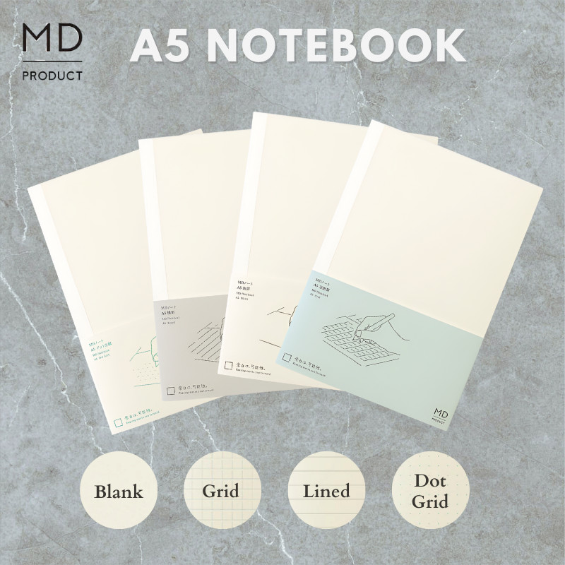MIDORI MD Notebook MD paper A5 GRID/ LINE/ BLANK/ DOT MD PRODUCT DESIGNPHIL, Journal Japan
