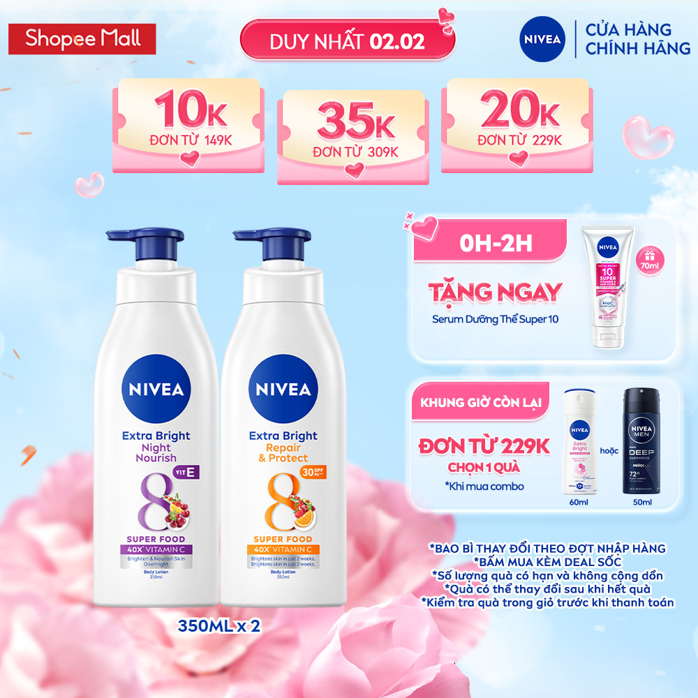 Bộ 2 Sữa Dưỡng Thể NIVEA 8 Super Foods Ngày Và Đêm Dưỡng Sáng Da | Phục Hồi | Bảo Vệ Da (350 ml) - 9
