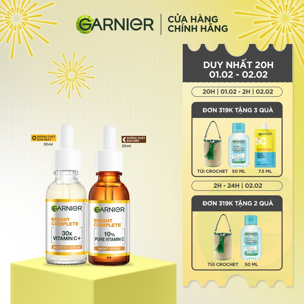 Bộ đôi Dưỡng chất Vitamin C Ngày & Đêm Garnier Bright Complete dưỡng sáng da ( 30ml X2)