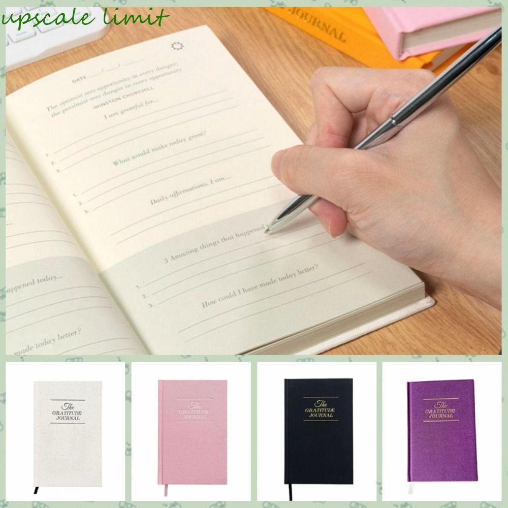 UPSCALE LIMIT Gratitude Journal Notebook, A5 Paper Ribbon Bookmark Daily Notebook, Paper Linen Hard 