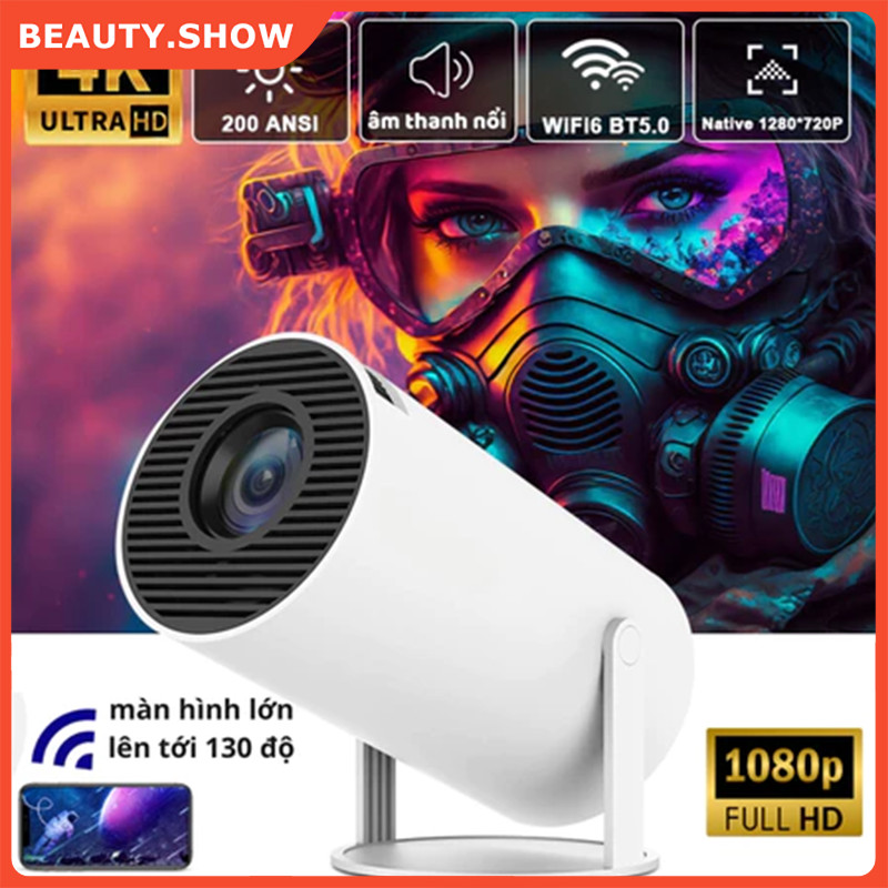 Beauty.Show Máy chiếu mini HY300 Pro 4K Full HDMI Android 11.0 WiFi6 Bluetooth 5.0 1280*720p máy chi