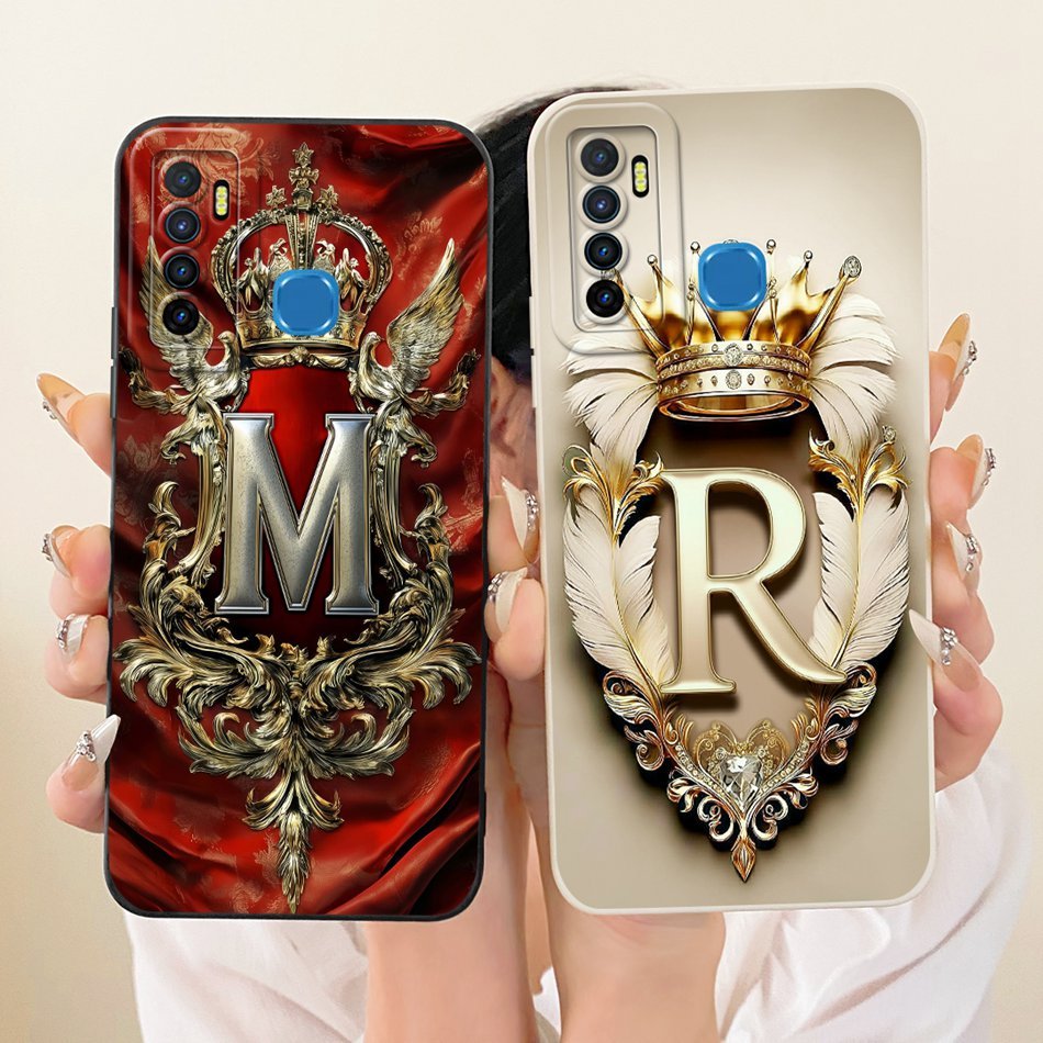 Dành Cho Infinix Hot 9 / Hot 9 Pro / Hot 9 Play Royal Crown Chữ Cái Ban Đầu Vỏ Điện Thoại Hot9 9Pro 