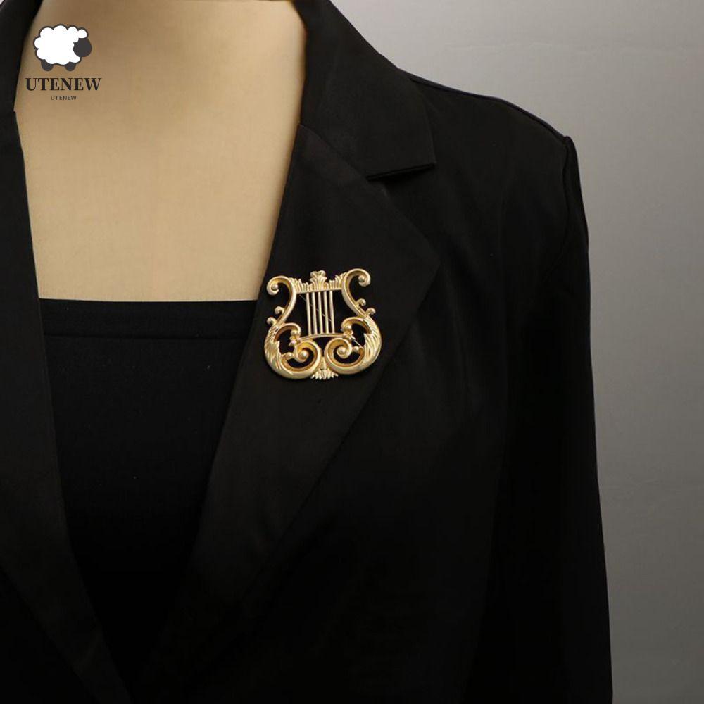 UTENEW Treble Clef, Huy hiệu hợp kim retro với nốt nhạc eighth note, trang trí ba lô