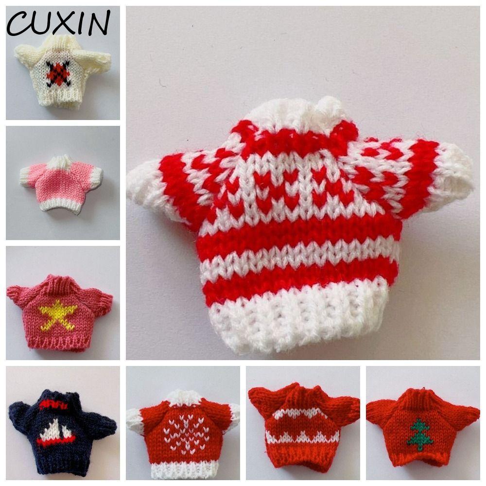 Quần áo búp bê CUXIN BJD, Áo len búp bê dễ thương màu trắng / đỏ / xanh lá cây, Áo len đồ chơi nhồi 