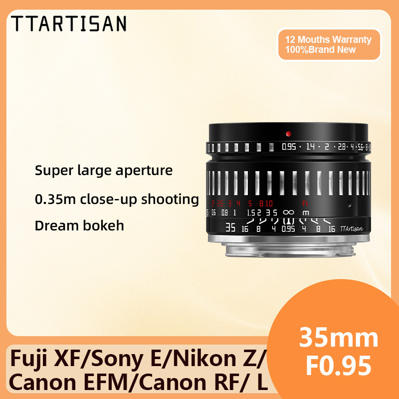 TTArtisan 35mm F0.95 MF APS-C Ống kính thủ công khẩu độ lớn cho Sony E ZVE10 II Fuji XF XE5 Nikon Z 