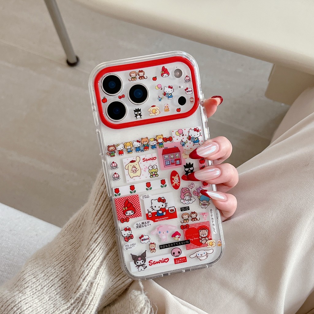 Ốp điện thoại iPhone hoạt hình lỗ chính xác 17 pro max iPhone chống sốc trong suốt 16 15 imd