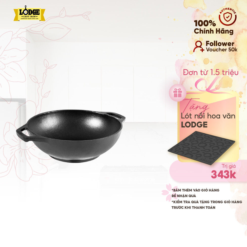 Lodge - Chảo gang Wok - 16cm- sử dụng tất cả loại bếp- Hàng chính hãng