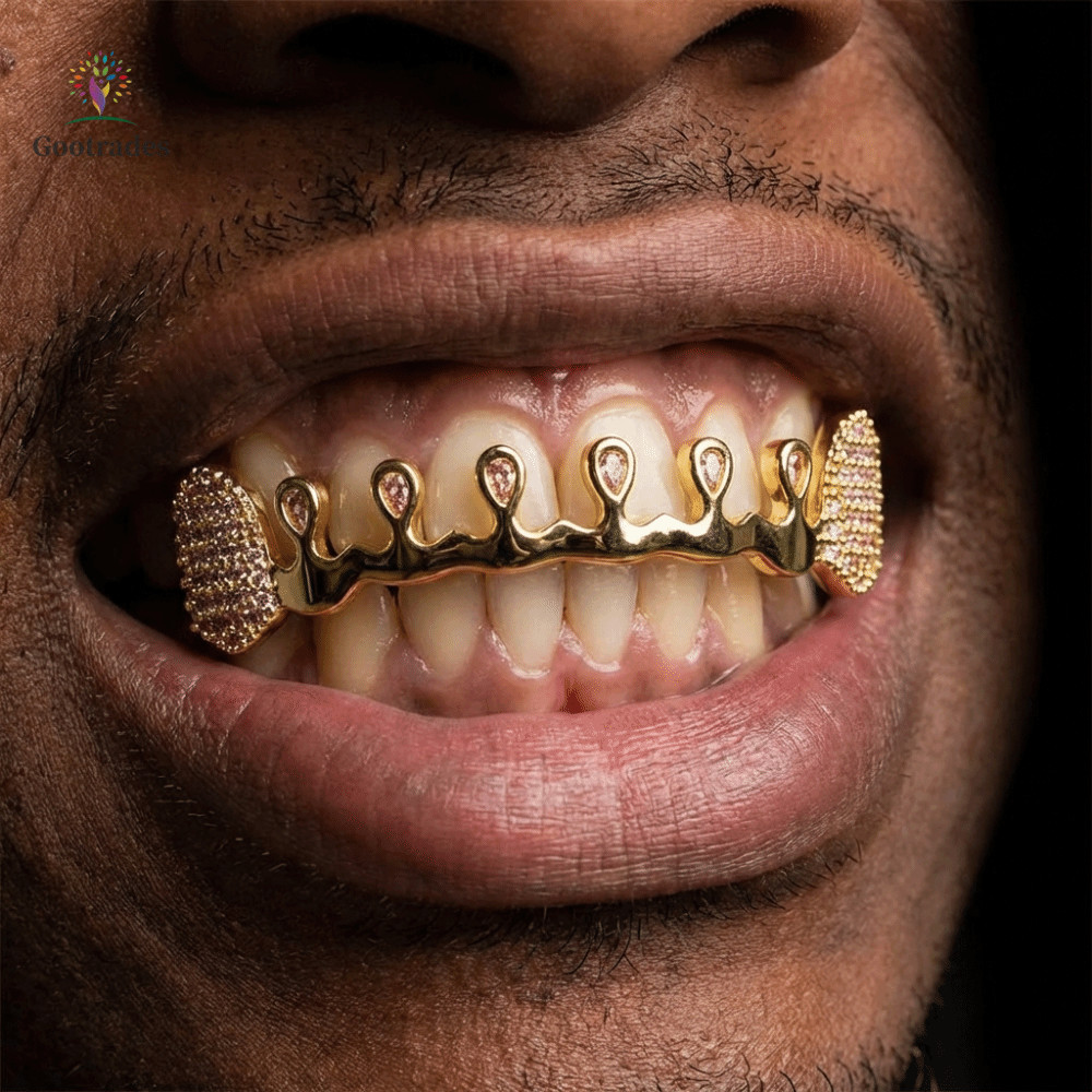 GOOTRADES Hiphop Răng Grillz, Mũ Răng Kim Cương Giả Có Thể Tháo Rời, Quà Tặng Unisex Màu Bạc Punk Ch