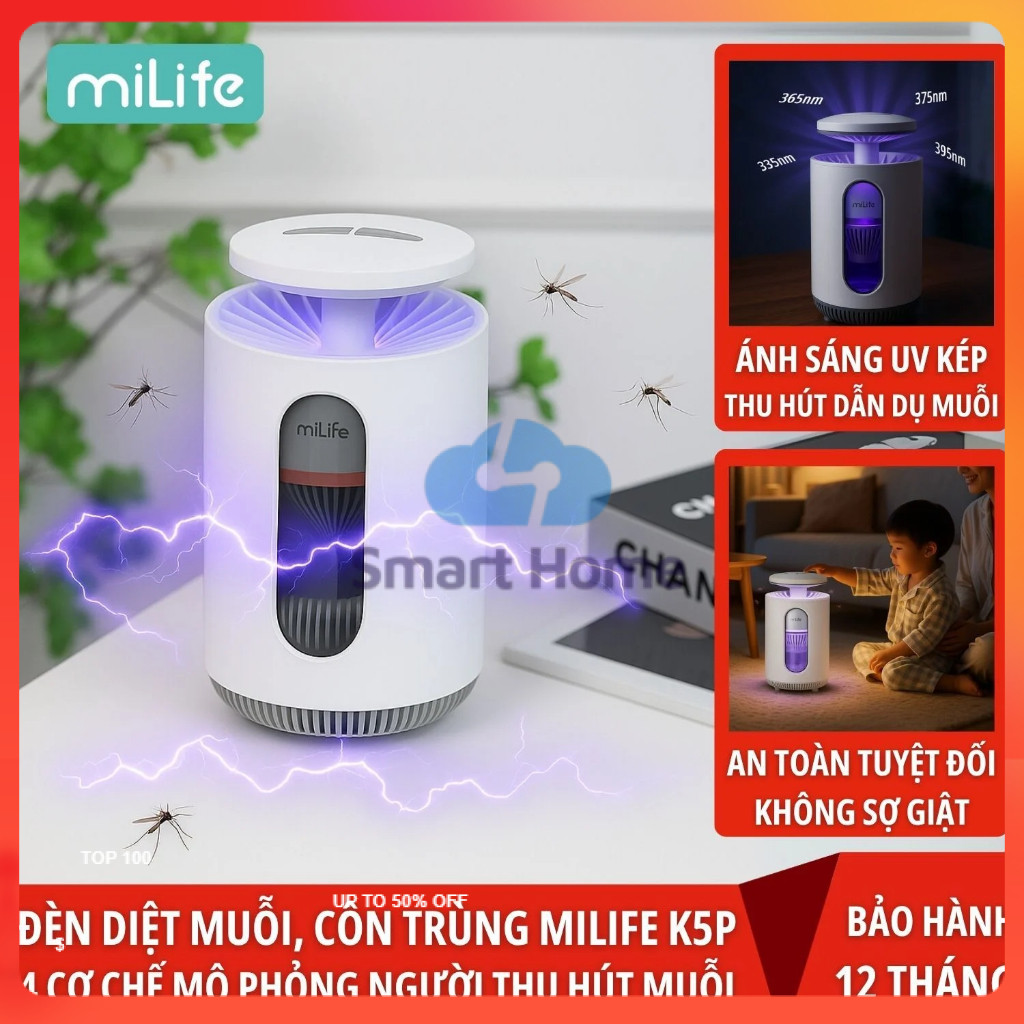 Máy bắt muỗi thông minh miLife K5P 2 trong 1/Đèn bắt muỗi Night Catcher Mosquito