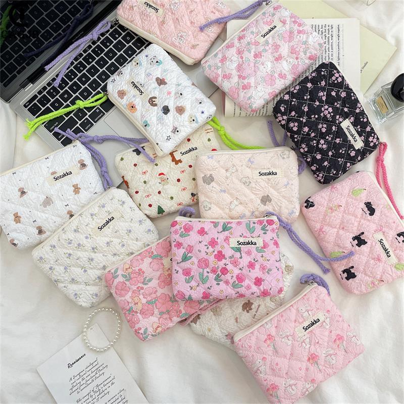 [CAGJB] Túi đựng khăn ăn vệ sinh di động có đệm hoa dễ thương ngọt ngào Ví đựng tiền xu Túi đựng mỹ 