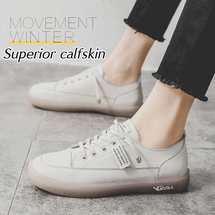 【All-Day Comfort】Trendy White Flat Sneakers For Women Students - Breathable Lace-Up Casual Shoes/Wom