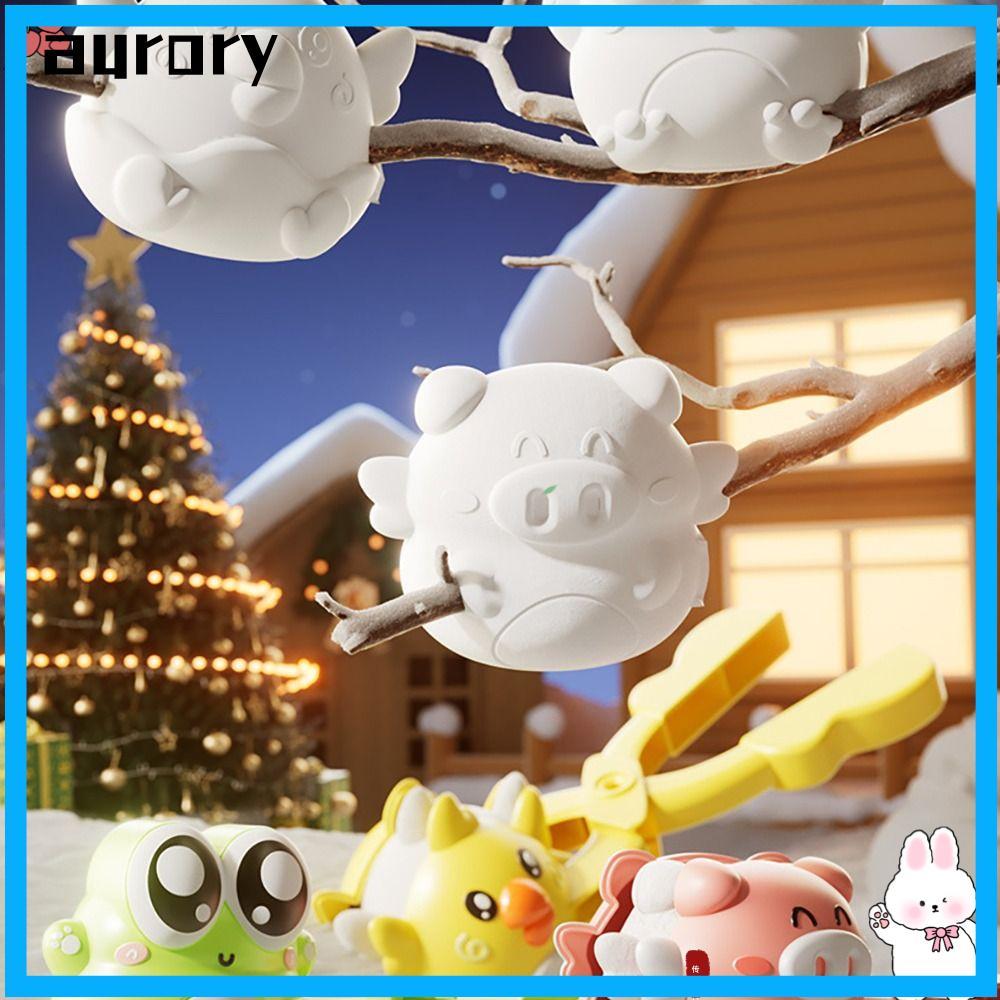 AURORY Snowball Maker, Chick Piglet Snowball Clip Toy, Tongs Frog Clip On Snowball Maker Winter Play