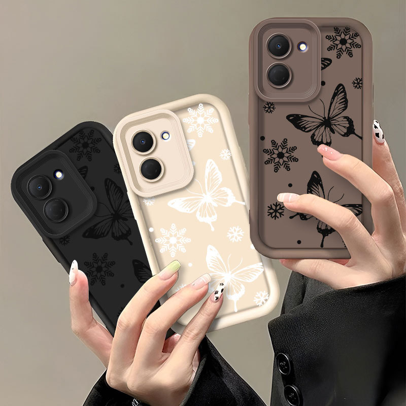 Vỏ Cho Tecno Spark GO 3 KN3 GO 2 Ốp Lưng Techno Spark GO 3 GO3 GO2 Matte Thẩm Mỹ Bướm Đen Thiết Kế B