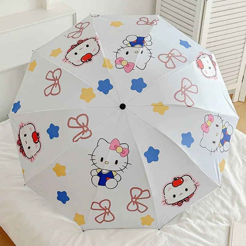 Ô Hello Kitty Hello Kitty Hello Kitty Ô Ten-Bone Siêu Lớn Đôi Chống Mưa Ô Tăng Cường Hoạt Hình Chống