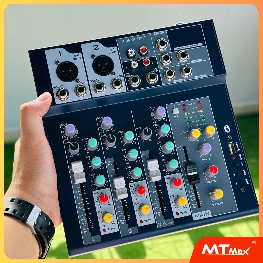 [tặng dây] Mixer F4 USB Bộ trộn âm thanh Mixer Chuyên Karaoke, Livestream, karaoke gia đình