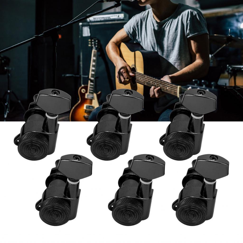 Loclth Guitar Locking Tuners String Sealed Tuning Key Pegs Music Accessory Black (Bộ sáu nút bên phả