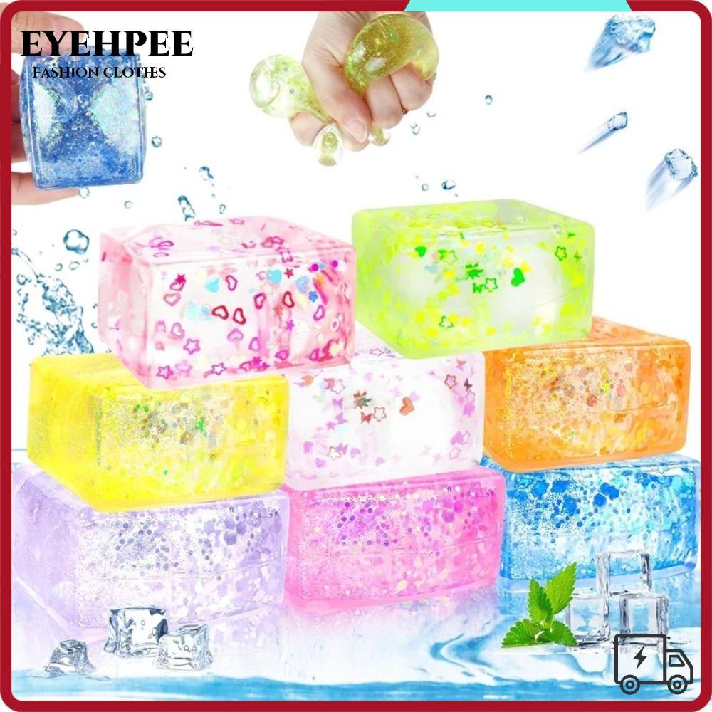 EYEHPEE Long lanh Squishy Cube, Malt Sugar Giải nén Gel Ice Cube, Kết cấu mềm sáng tạo Làm chậm Squi