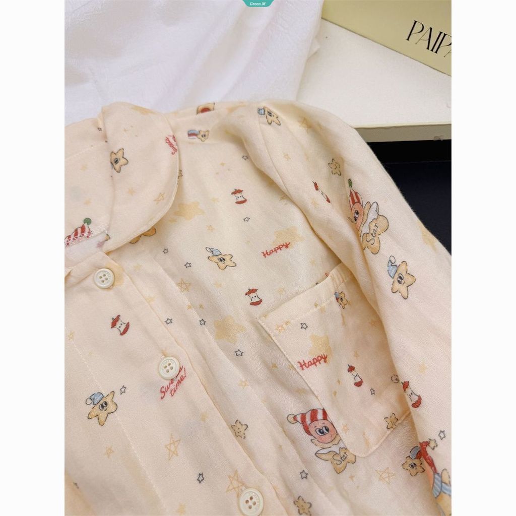 Bộ đồ ngủ Star People phong cách Nhật Bản, dáng dài tay, phù hợp cho mùa xuân hè