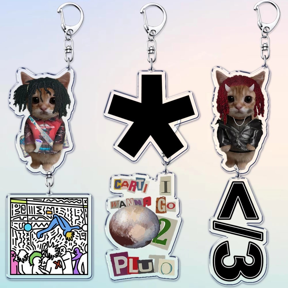 Móc khóa mica Acrylic Hip Hop Rapper Destroy Lonely Playboi Carti Opium hình mèo meme hài hước trang