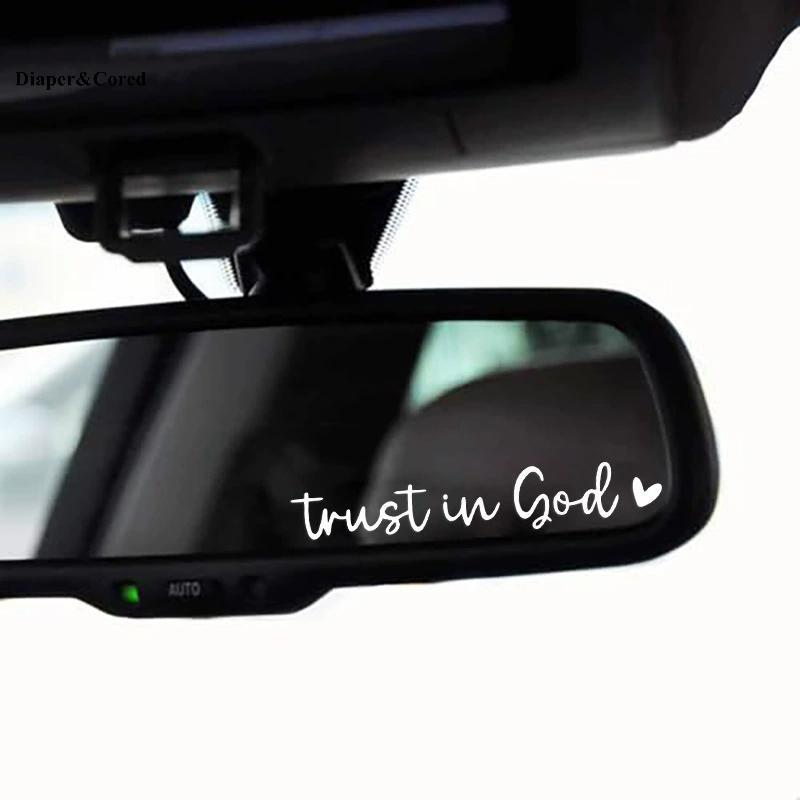 DIAPER & CORED Trust In God Heart Car Rear View Mirror Stier - Christian Bible Verse Faith Decal YTH