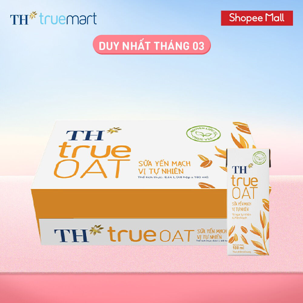 Thùng sữa yến mạch TH true OAT vị tự nhiên 180ml (48 Hộp)