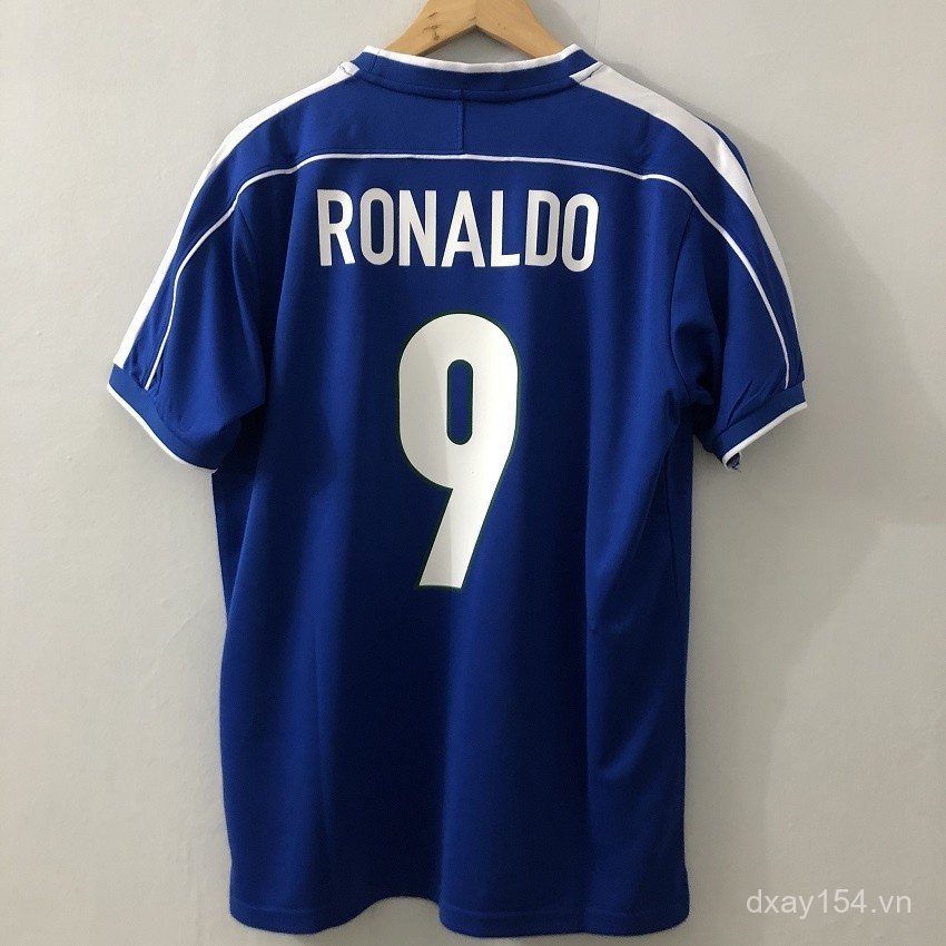 1998 Brasil Sân Khách Áo Bóng Đá RONALDO RIVALDO Người Lớn Nam Retro 98 Áo Bóng Đá Brazil