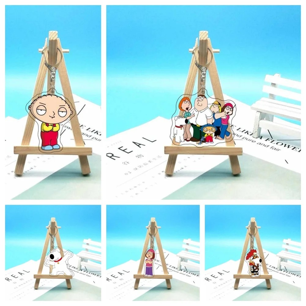 Móc khóa Family Guy Peter Griffin Stewie Brian 6cm Acrylic Mika in 2 mặt trang trí balo túi xách phụ