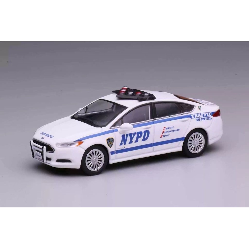 Mytopstore 1: 64 596 Trắng Mondeo NYPD Responder Hybrid Police Model Diecast Collect Display Metal C