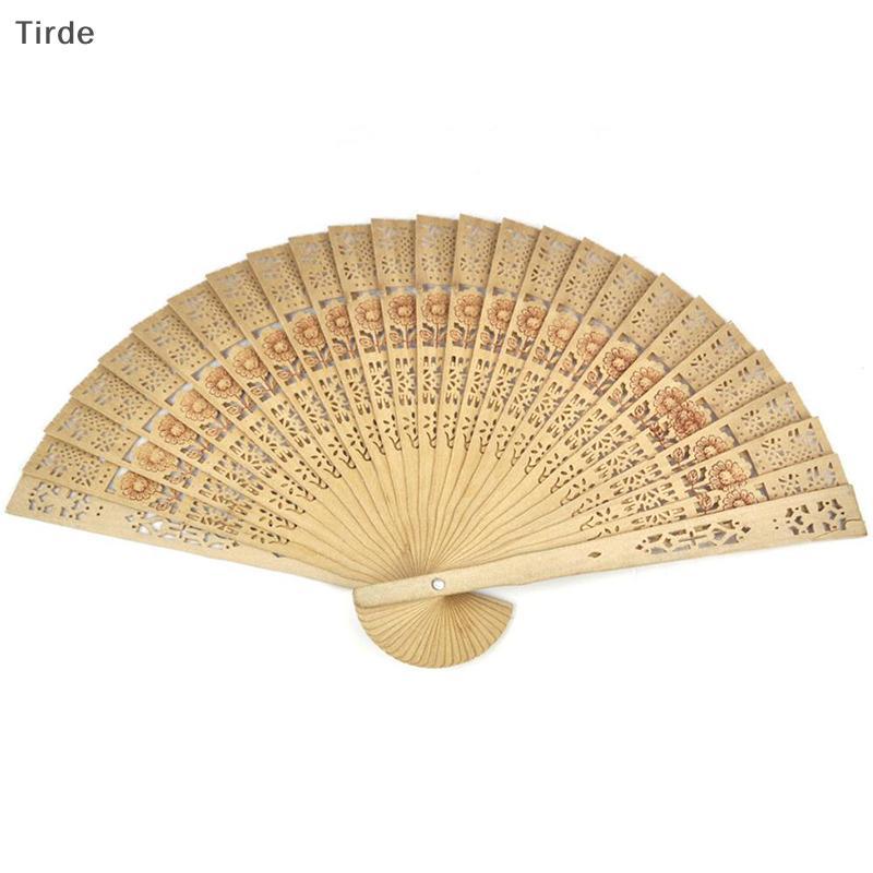 Tirde Trung Quốc gấp tre oril bằng gỗ chạm khắc tay fan hâm mộ phù hợp với đám cưới Bridal Đảng CCD