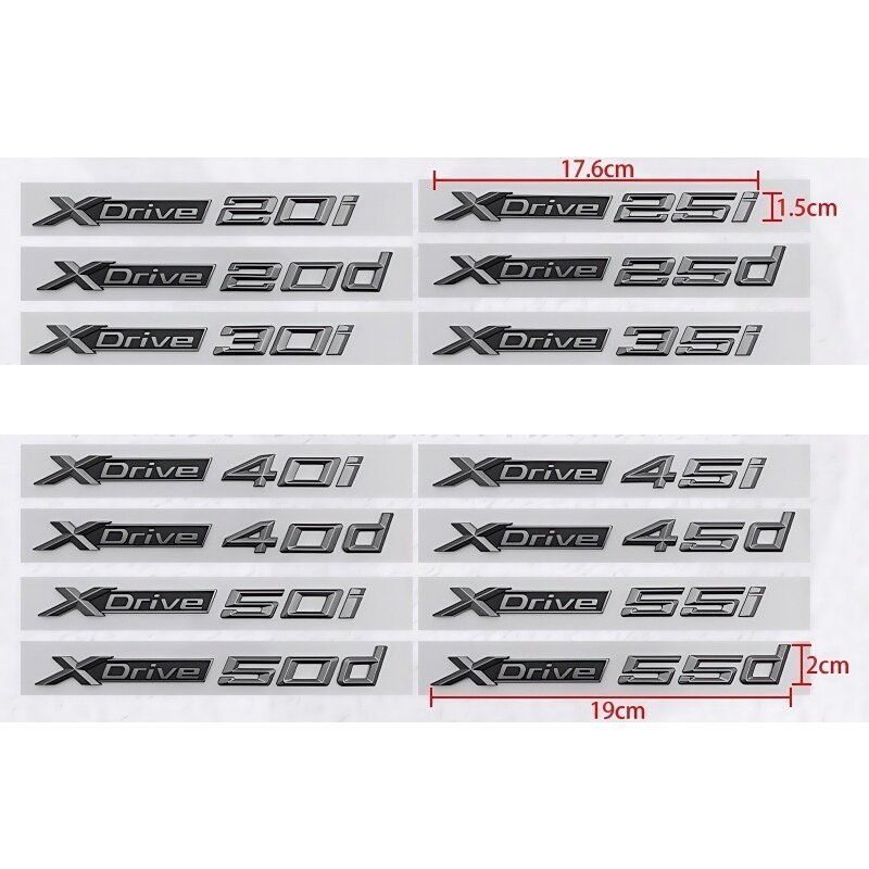Logo màu xám mới cho BMW XDrive 20i 23i 25i 30i 35i 20d 25d 30d 35d cốp sau biểu tượng Xe bên nhãn d