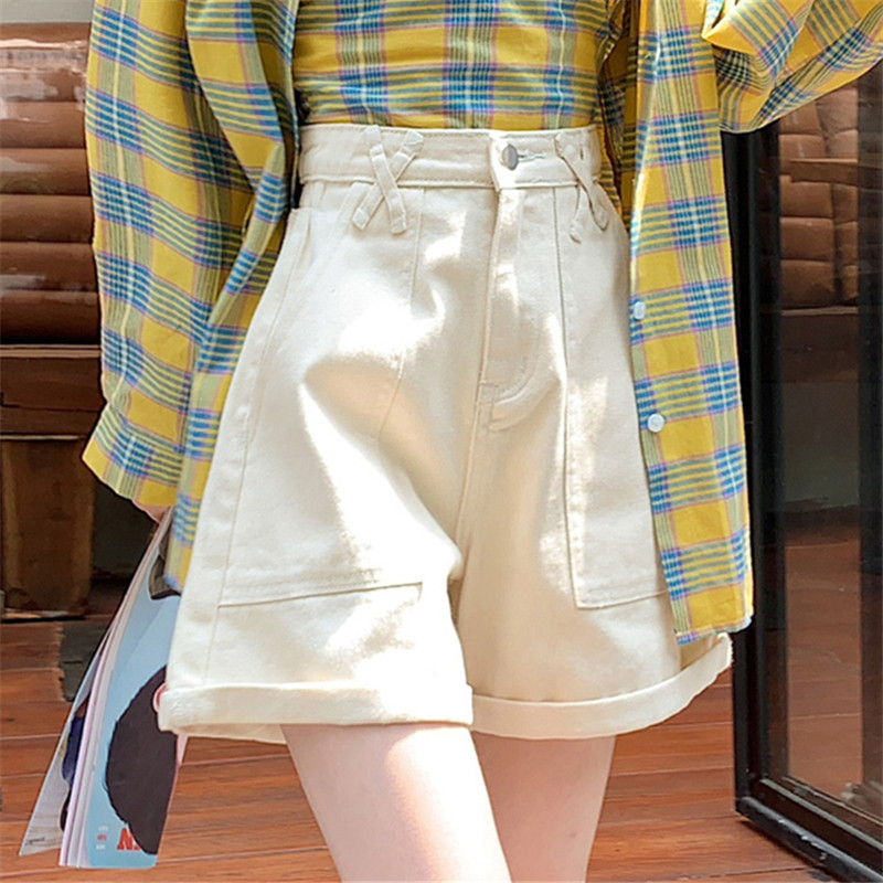 quần short nữ bigsize quần short nữ cạp cao Sang Trọng Quần Short Denim Phong Cách Hồng Kông Cho Nữ,