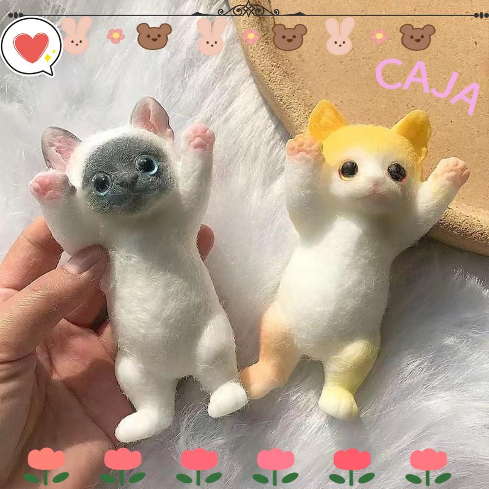 CAJA1 Đồ chơi bóp mèo, Đồ chơi giảm căng thẳng bề mặt sang trọng, Phim hoạt hình Cat TPR Soft Mochi 