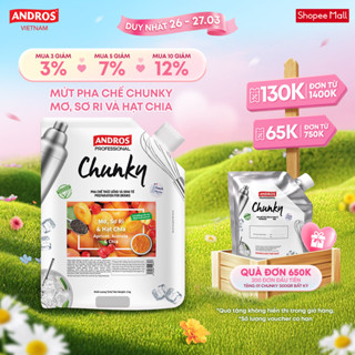 Mứt Pha Chế Mơ, Sori & Hạt Chia  - Có miếng trái cây thật - Nguyên liệu pha chế - ANDROS CHUNKY - 1kg