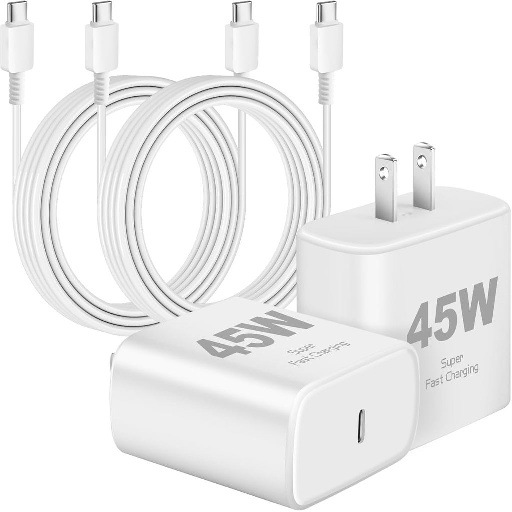 Bộ sạc siêu nhanh Samsung 45W USB C Bộ sạc điện thoại Android, 2 gói 10FT Bộ sạc Samsung Dây sạc nha