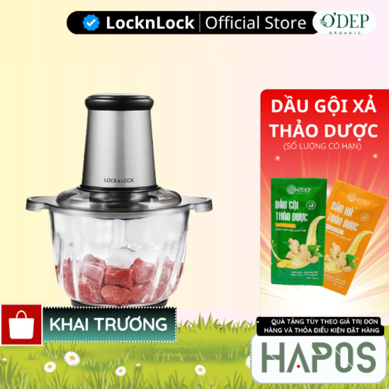 Máy xay thịt Meat Chopper LocknLock 2.4L, 400W Chính hãng, Màu bạc EJM186SLV - HAPOS LBE