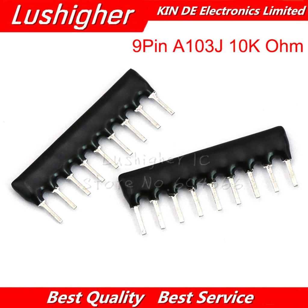 20 Chiếc DIP Loại Bỏ 9pin A09-103J 10K Ohm 9 PINS A103J Mạng Điện Trở Mảng